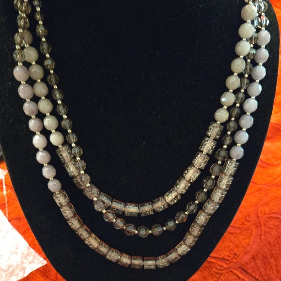 Chico's NWT 3-strand Grey Bead Necklace - Picture 1 of 3